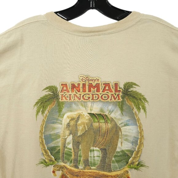 Walt Disney World Animal Kingdom Graphic T Shirt L Beige Elephant Palm Trees - Picture 13 of 16